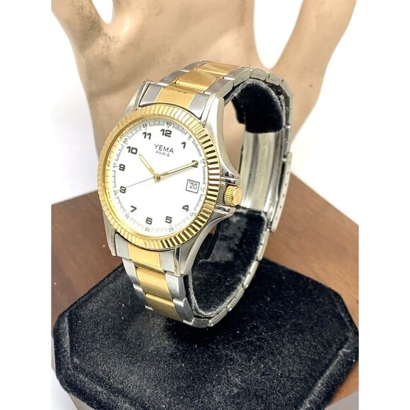 Yema Paris Unisex Watch YE159 Quartz White Dial Two Tone Stainless Steel 36mm - Picture 2 of 14